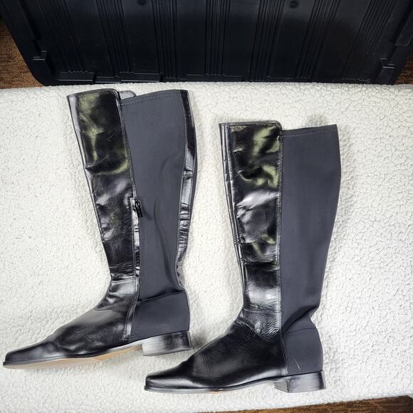 NEW Vince Camuto Women's Librina Knee High Boots Black Leather WIDE Cuff size 10 - Picture 2 of 5
